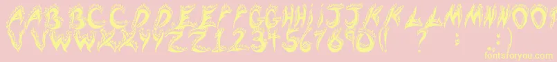 flaming tears-Schriftart – Gelbe Schriften auf rosa Hintergrund