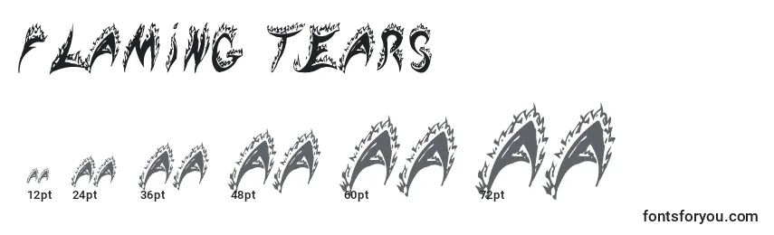 Flaming tears Font Sizes