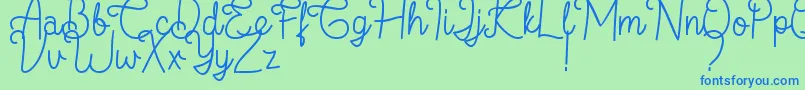フォントFlamingo Regular – 青い文字は緑の背景です。