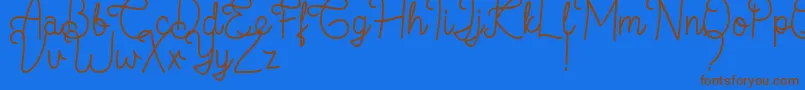 フォントFlamingo Regular – 茶色の文字が青い背景にあります。