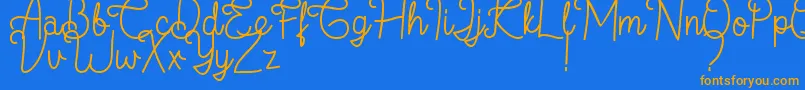 フォントFlamingo Regular – オレンジ色の文字が青い背景にあります。