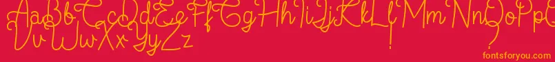 フォントFlamingo Regular – 赤い背景にオレンジの文字
