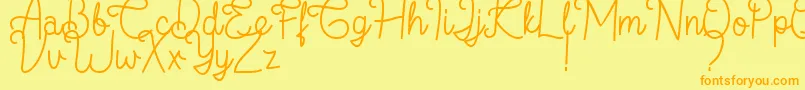 フォントFlamingo Regular – オレンジの文字が黄色の背景にあります。