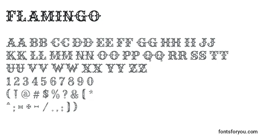 Schriftart FLAMINGO (126783) – Alphabet, Zahlen, spezielle Symbole