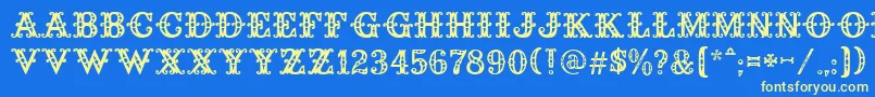 FLAMINGO Font – Yellow Fonts on Blue Background