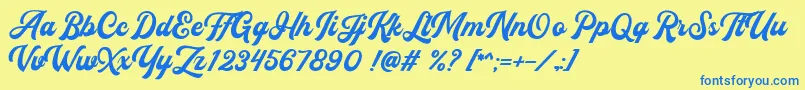 Flanders Script DEMO Font – Blue Fonts on Yellow Background