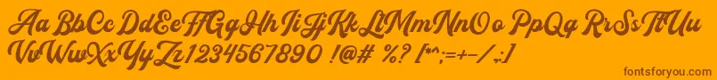 Flanders Script DEMO Font – Brown Fonts on Orange Background