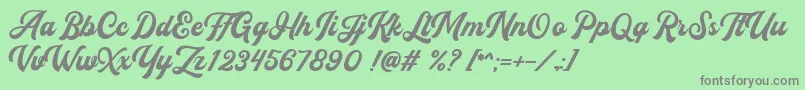 Flanders Script DEMO Font – Gray Fonts on Green Background