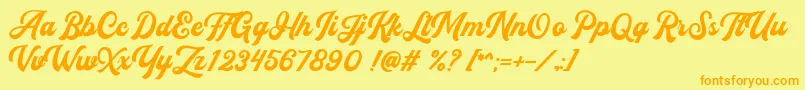Flanders Script DEMO Font – Orange Fonts on Yellow Background