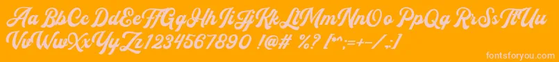 Flanders Script DEMO Font – Pink Fonts on Orange Background
