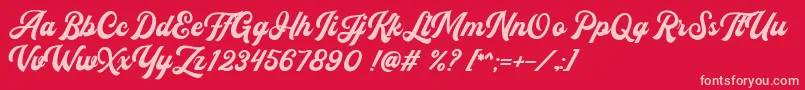 Flanders Script DEMO Font – Pink Fonts on Red Background