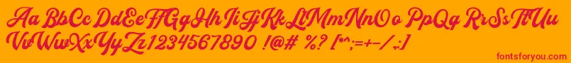Flanders Script DEMO Font – Red Fonts on Orange Background