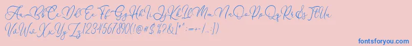フォントFlanella – ピンクの背景に青い文字