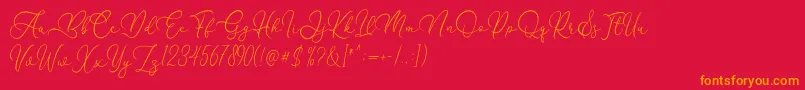 Flanella Font – Orange Fonts on Red Background