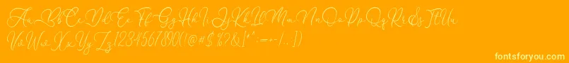 Fonte Flanella – fontes amarelas em um fundo laranja