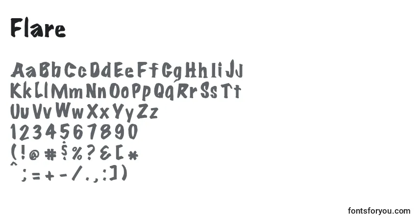 Schriftart Flare (126786) – Alphabet, Zahlen, spezielle Symbole