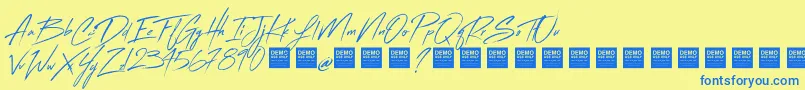 Flash Back   Demo Font – Blue Fonts on Yellow Background