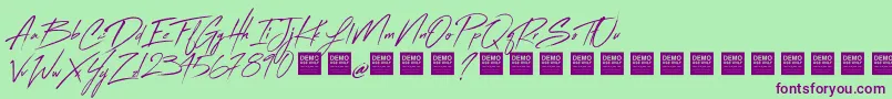 Flash Back   Demo-Schriftart – Violette Schriften auf grünem Hintergrund