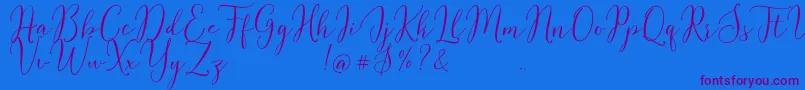 Flash Script Demo-fontti – violetit fontit sinisellä taustalla