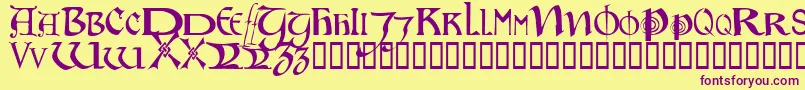 Tabaroscapsssk Font – Purple Fonts on Yellow Background