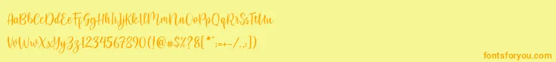 flashback Demo-Schriftart – Orangefarbene Schriften auf gelbem Hintergrund