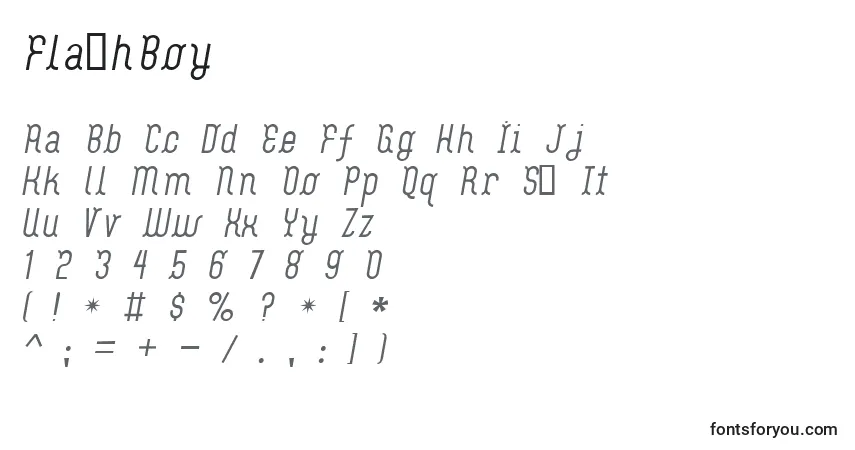Czcionka FlashBoy (126793) – alfabet, cyfry, specjalne znaki