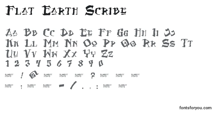 Schriftart Flat Earth Scribe – Alphabet, Zahlen, spezielle Symbole