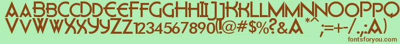 フォントFlatley – 緑の背景に茶色のフォント