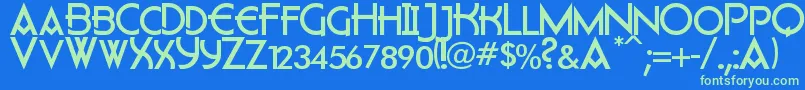 フォントFlatley – 青い背景に緑のフォント