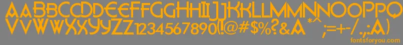 フォントFlatley – オレンジの文字は灰色の背景にあります。