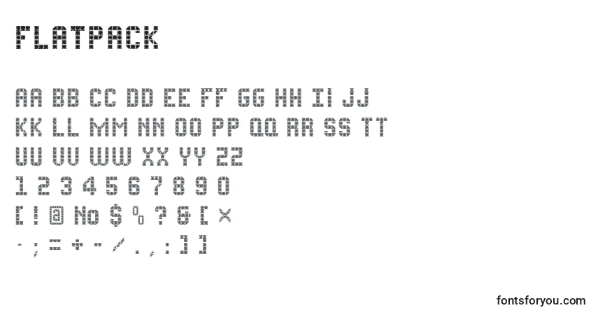 A fonte FLATPACK (126798) – alfabeto, números, caracteres especiais