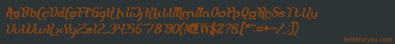 Flattered Bold Italic-fontti – ruskeat fontit mustalla taustalla