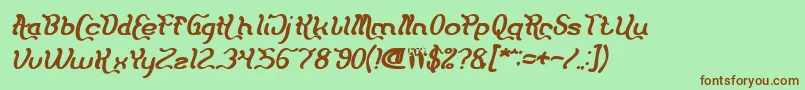 Fonte Flattered Bold Italic – fontes marrons em um fundo verde