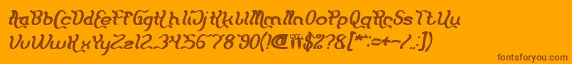 Fonte Flattered Bold Italic – fontes marrons em um fundo laranja