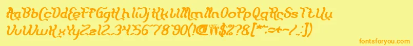 Flattered Bold Italic Font – Orange Fonts on Yellow Background