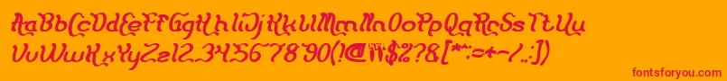 Fonte Flattered Bold Italic – fontes vermelhas em um fundo laranja