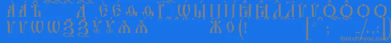 フォントIrmologionCapsKucsSpacedout – 青い背景に灰色の文字