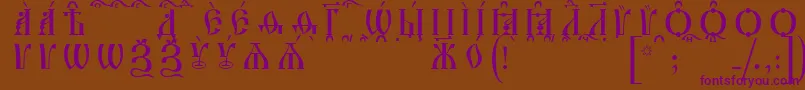 IrmologionCapsKucsSpacedout Font – Purple Fonts on Brown Background