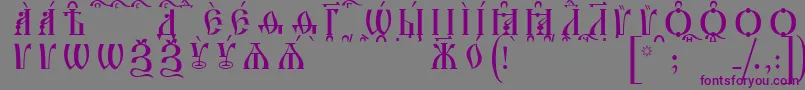 IrmologionCapsKucsSpacedout-Schriftart – Violette Schriften auf grauem Hintergrund