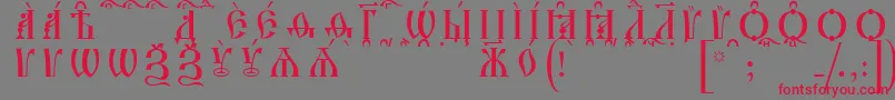 Fonte IrmologionCapsKucsSpacedout – fontes vermelhas em um fundo cinza