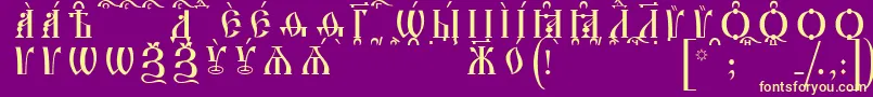 Czcionka IrmologionCapsKucsSpacedout – żółte czcionki na fioletowym tle
