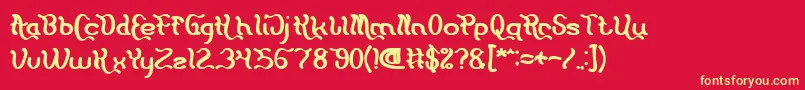 Flattered Bold-fontti – keltaiset fontit punaisella taustalla