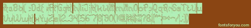 Flattered Hollow Inverse Font – Green Fonts on Brown Background