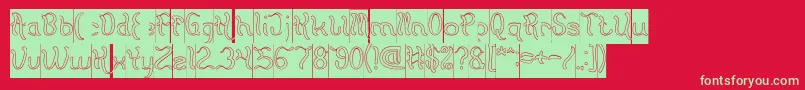 Flattered Hollow Inverse Font – Green Fonts on Red Background