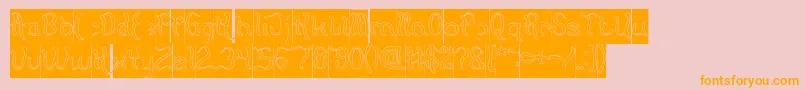 Flattered Hollow Inverse-Schriftart – Orangefarbene Schriften auf rosa Hintergrund