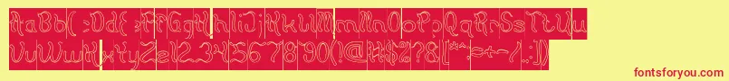 Flattered Hollow Inverse Font – Red Fonts on Yellow Background