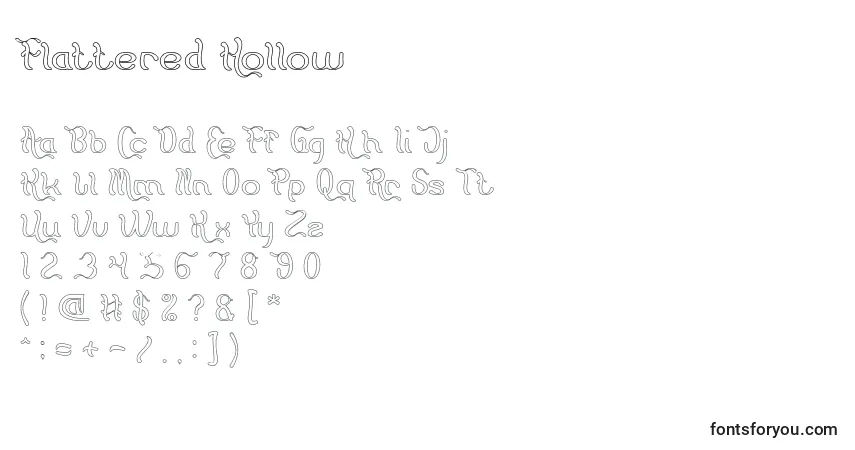 Schriftart Flattered Hollow – Alphabet, Zahlen, spezielle Symbole