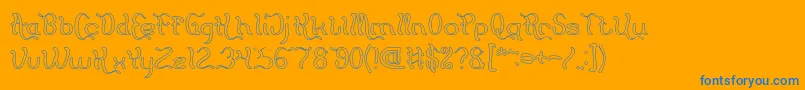 Flattered Hollow Font – Blue Fonts on Orange Background