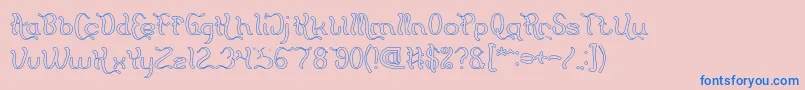 Flattered Hollow Font – Blue Fonts on Pink Background