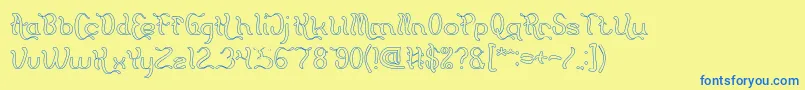 Flattered Hollow Font – Blue Fonts on Yellow Background